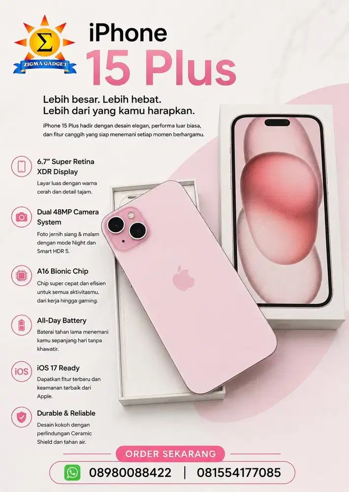 Iphone 15 Plus 128 iBox Mulus Fullset Original