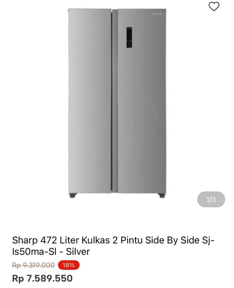 KULKAS SBS SHARP SJ-IS50MA-SI 472LTR