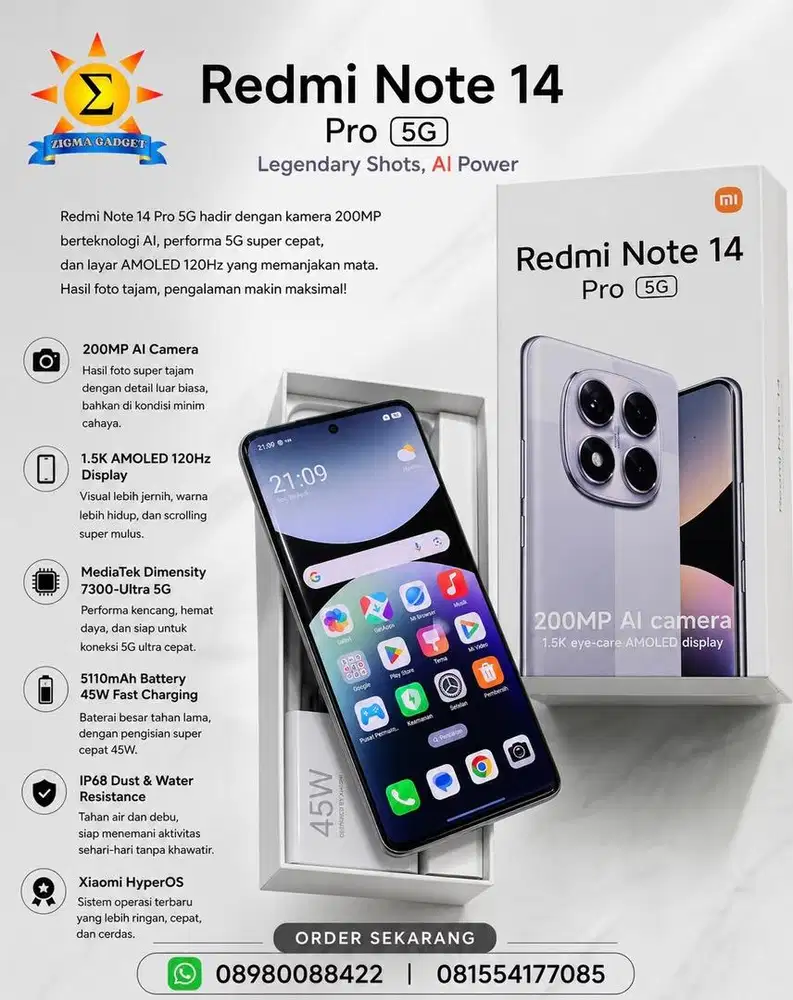 Redmi Note 14 Pro 5G 8/256 Mulus Fullset Original