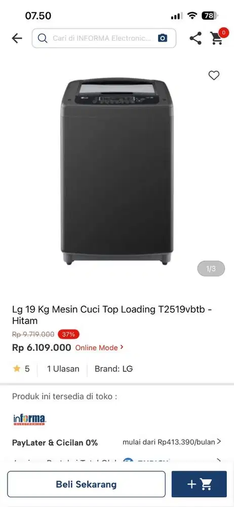 mesin cuci LG 19Kg
