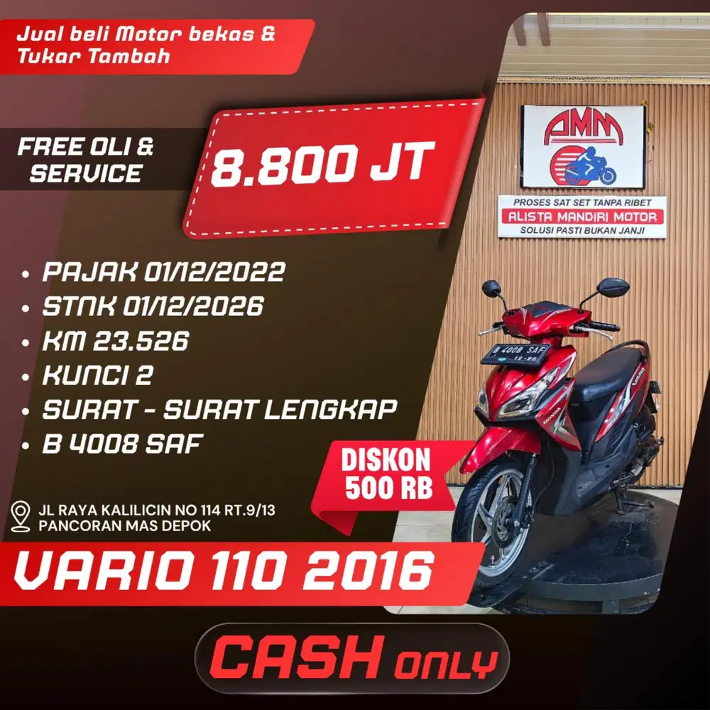 VARIO 110 2016 KUNCI 2 CASH ONLY ALISTA