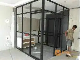 Plafon - Partisi Gypsum + SEKAT ALUMINIUM Alumunium Kaca + Cat + PVC
