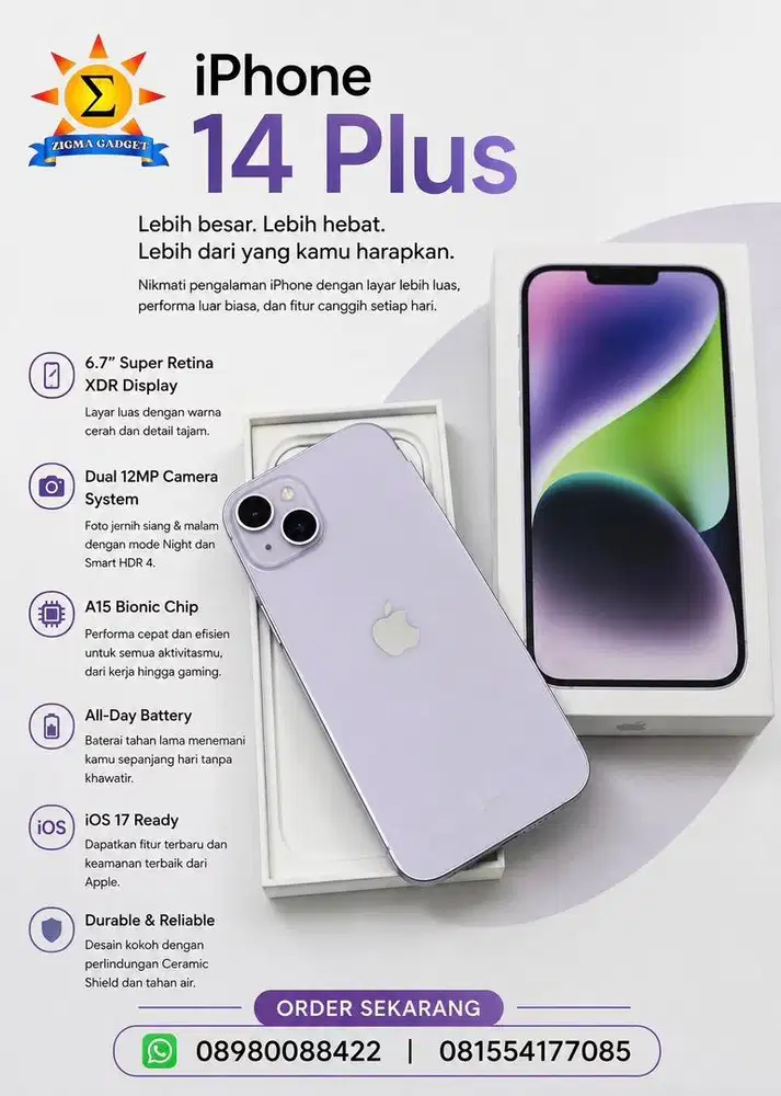 Iphone 14 Plus 256 iBox Mulus Fullset Original