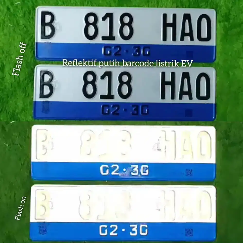 Pelate mobil reflektif putih barcode listrik blank anti Etle