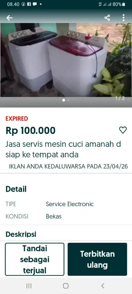 Mesin cuci dua tabung