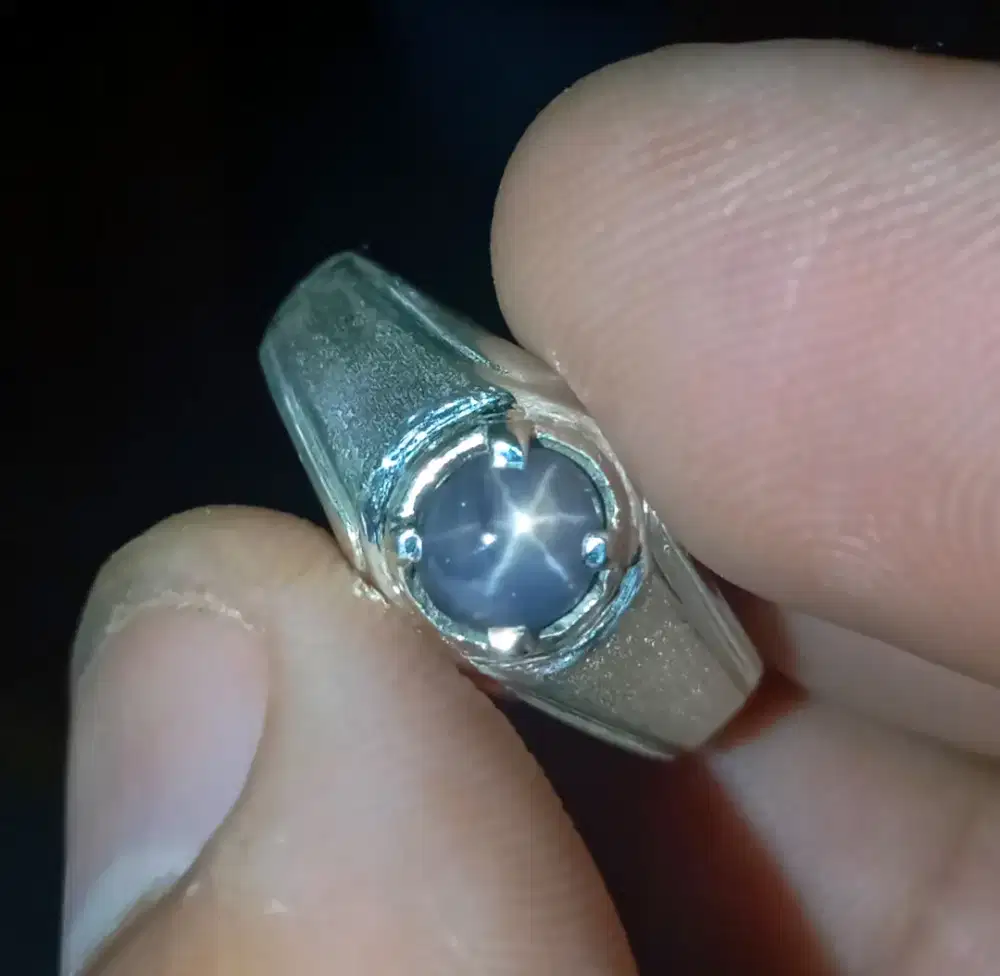 Star blue safir Ceylon Srilanka ring perak handmade mewah