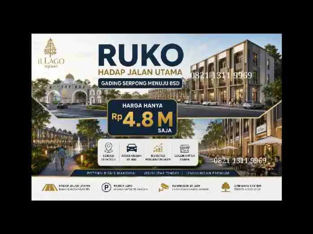 Ruko 3 Lantai Hadap Jalan Utama Gading Serpong menuju BSD