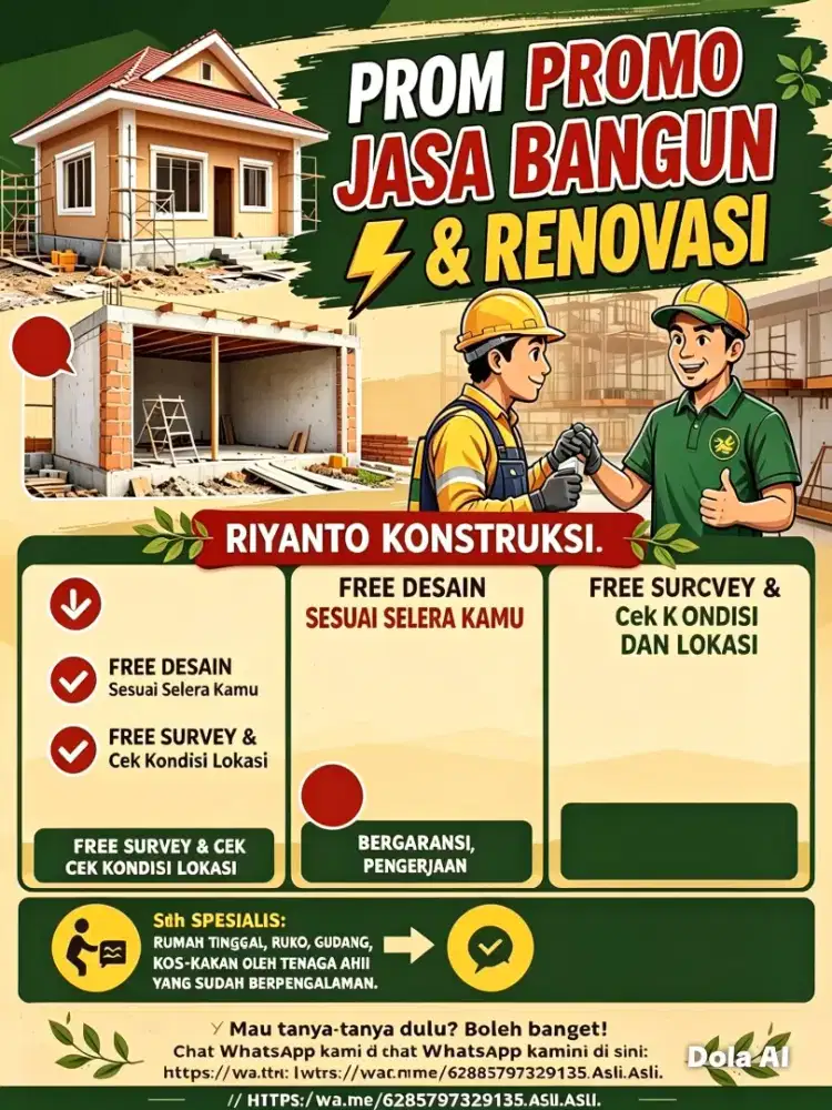 Tukang Renovasi Rumah Dan Pembuatan Rumah Bergaransi Dan Free Desain
