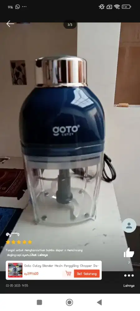 Blender goto/chopper/mesin penggiling