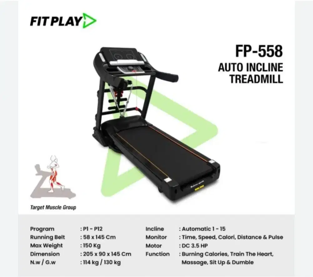 Treadmill Elektrik Fit Play FP 558 Running Machine