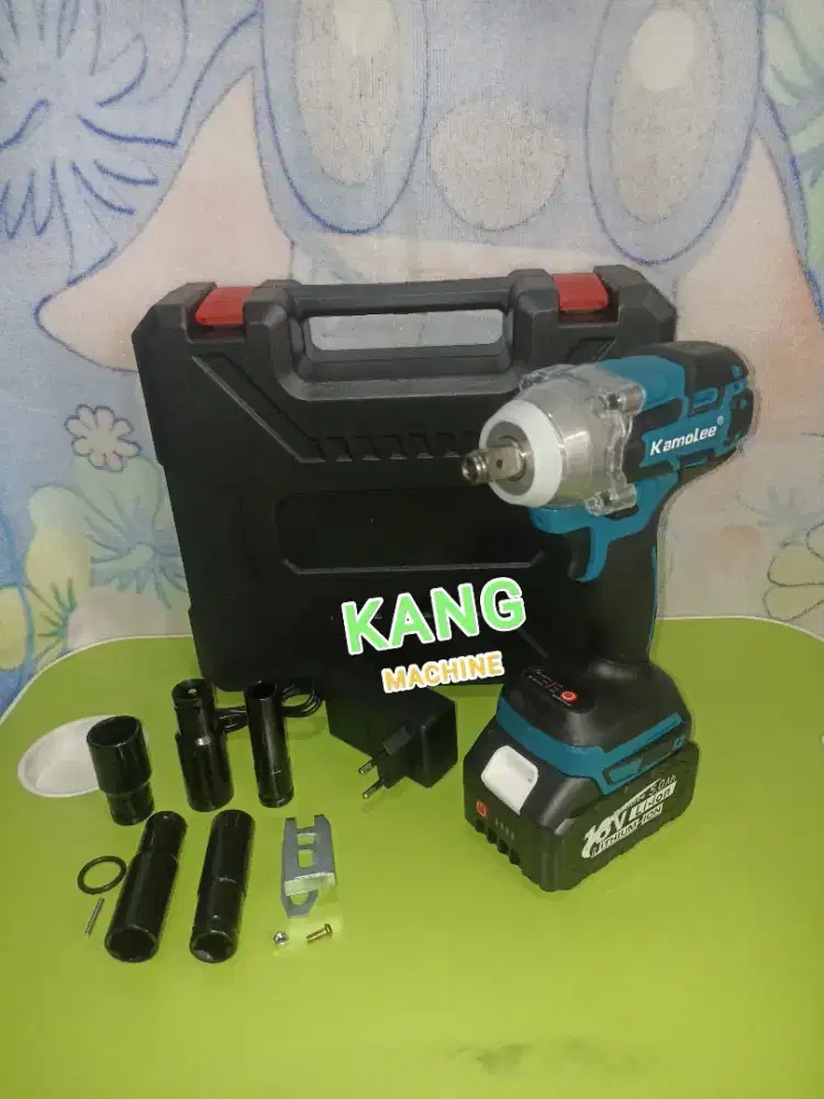 Kamolee impact wrench cordless set 1 baterai / mesin buka baut baterai
