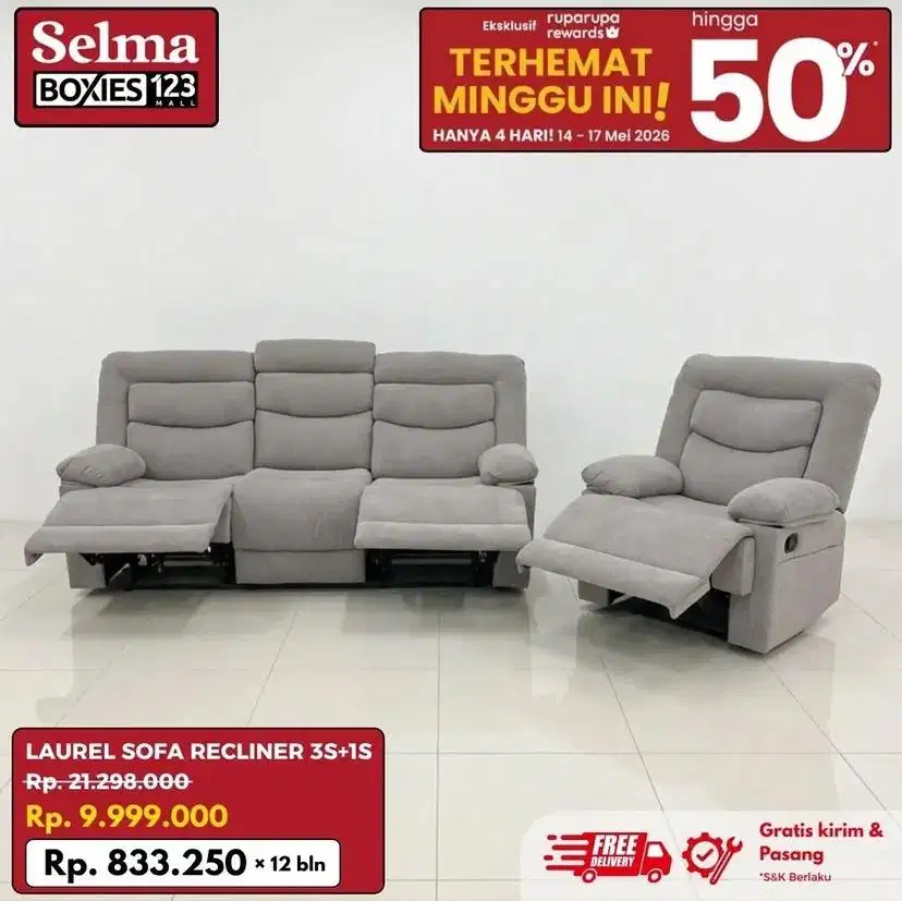 Sofa set selonjoran cuci gudang selma
