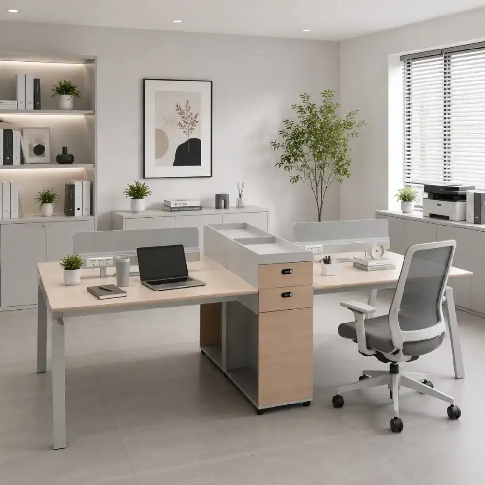 MEJA WORKSTATION 4 ORANG | MEJA KANTOR MINIMALIS | MEJA EXTENTION