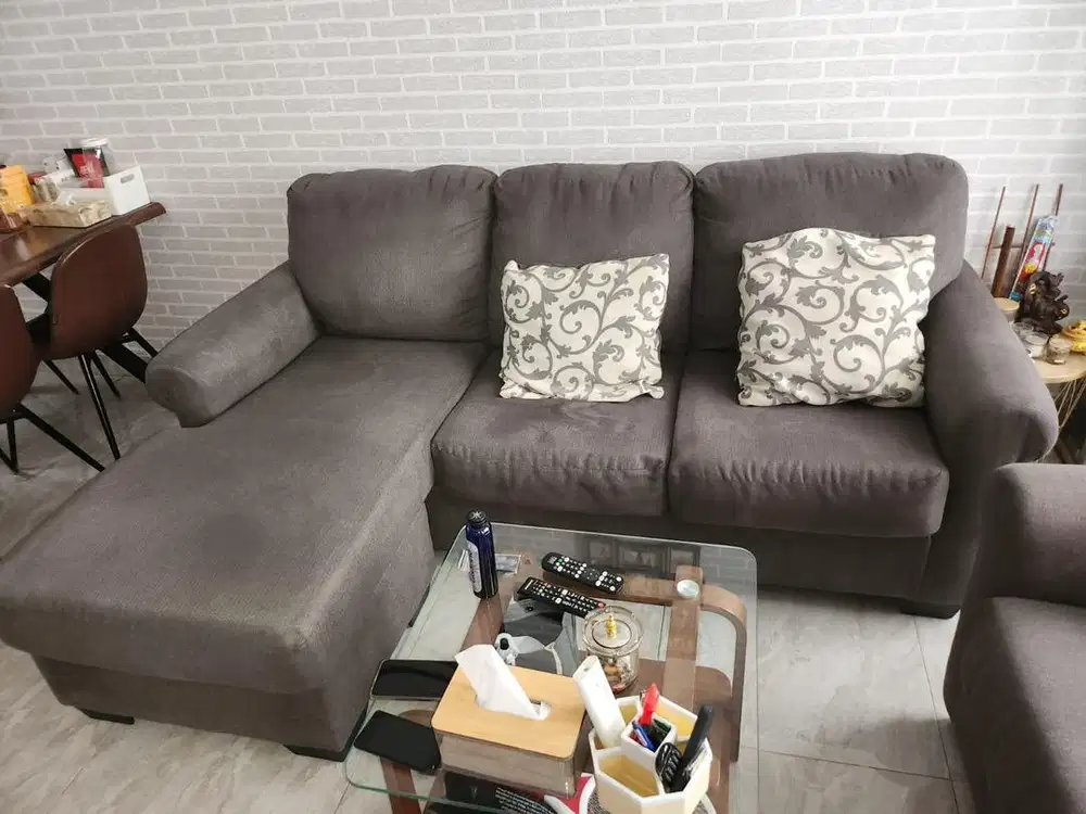 DI JUAL SOFA L minimalis abu2 Elegan