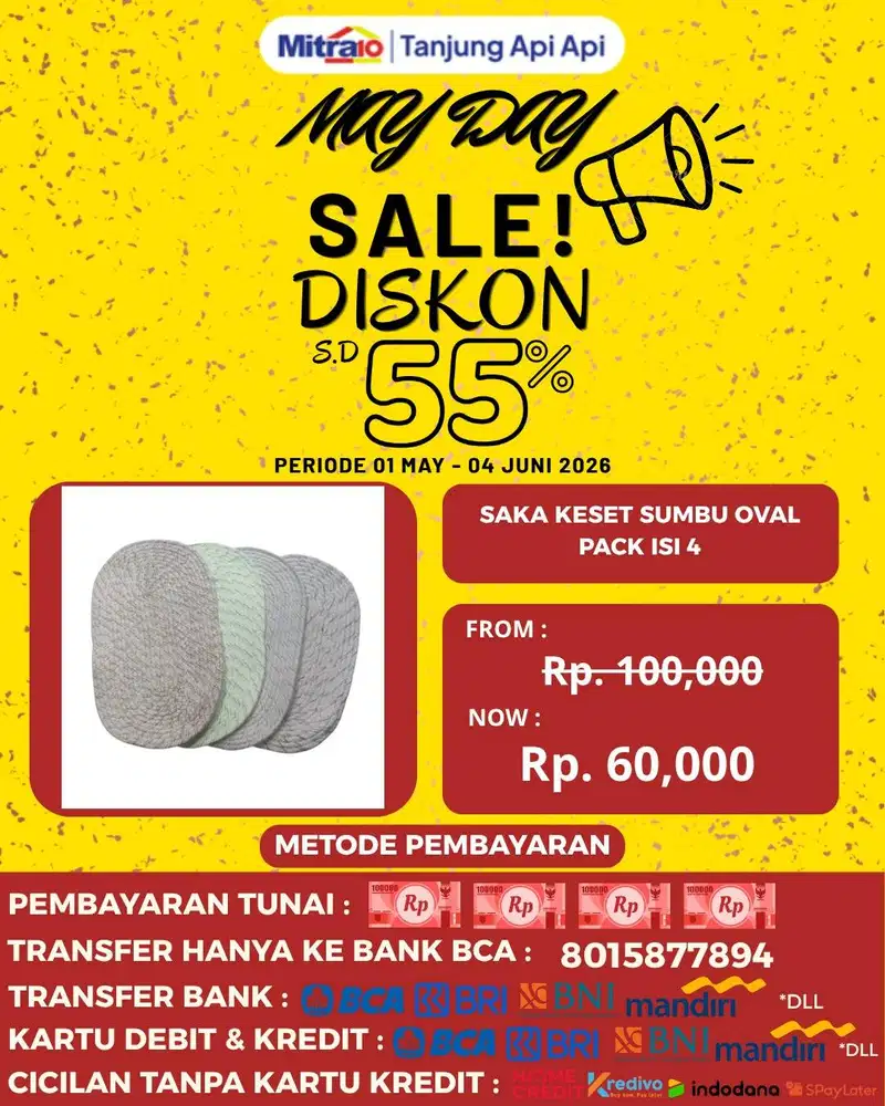SAKA KESET SUMBU OVAL PACK ISI 4