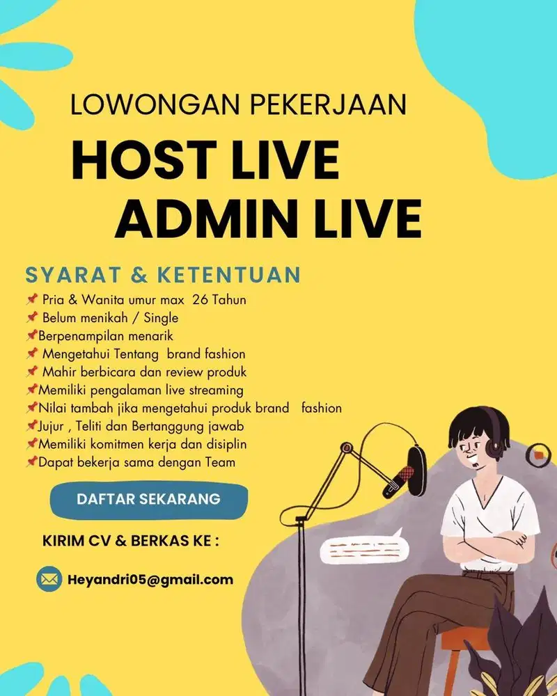 LOWONGAN KERJA HOST LIVE & ADMIN