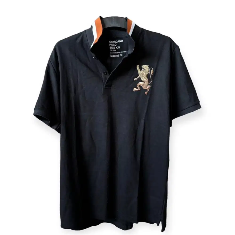 Kaos kerah Polo shirt hitam xxl bordir lion giordano 75 x 60