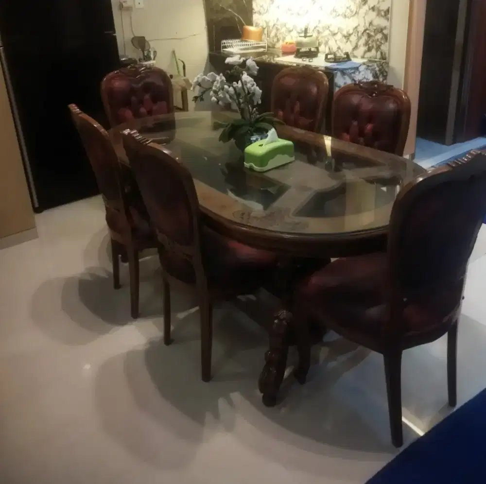 Meja makan full jati second