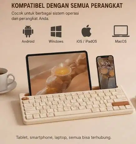 SECOND Keyboard Bluetooth Nirkabel 3IN1 Keyboard New Keycaps Wireless