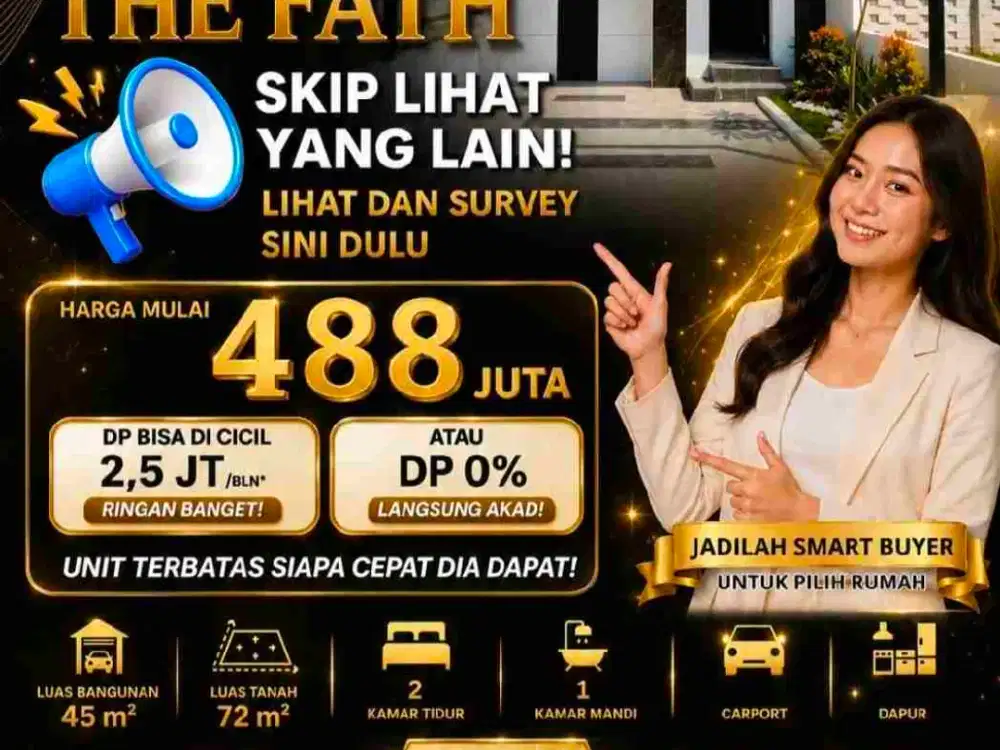 Rumah Baru Free DP Start 488Jt Bonus Canopy&Tandon The Oso Waru Sidoarjo dekat Merr, RS Mitra Keluarga Waru, Bandara dan Aneka Kampus ITS UPN UINSA