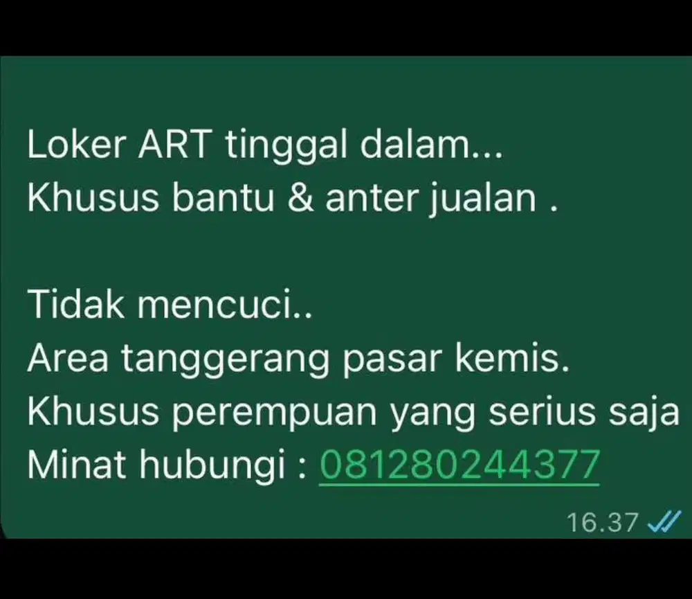 Di butuhkan asisten dapur