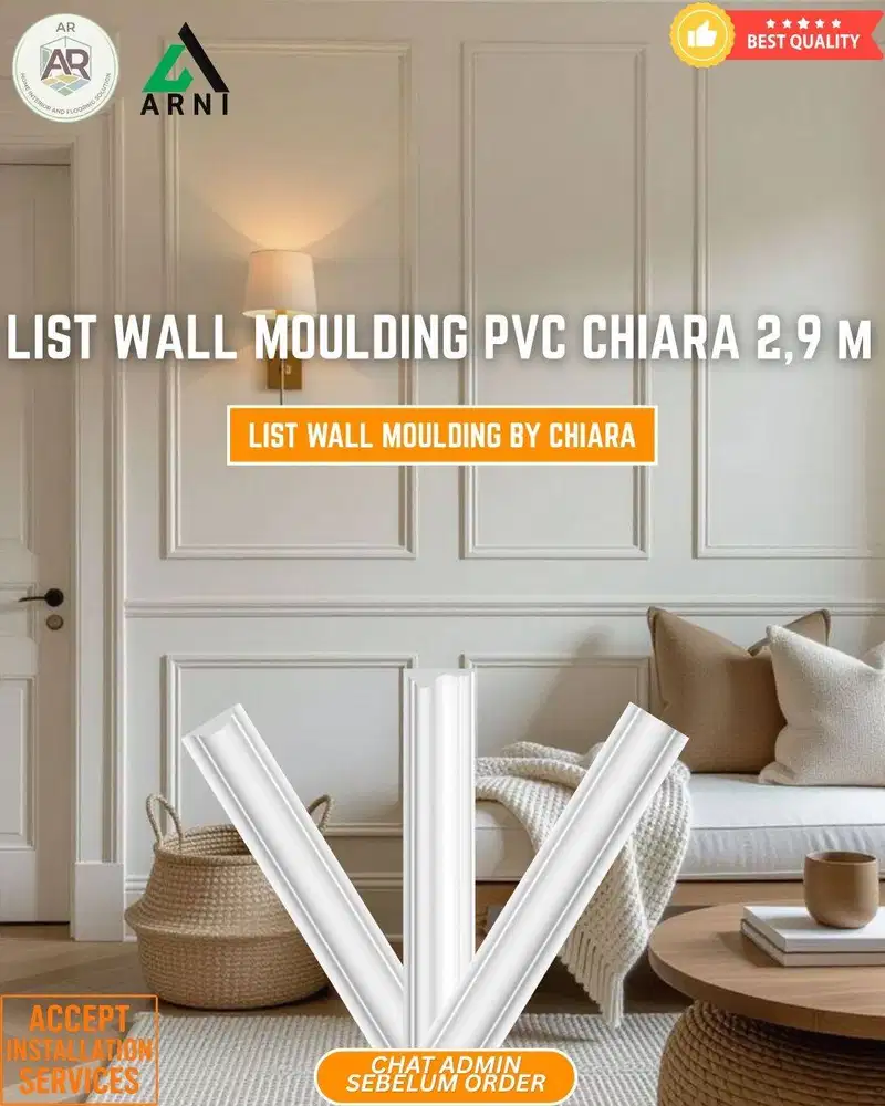List Wall Moulding PVC Chiara | Panjang 2,9 m | Berbagai Motif