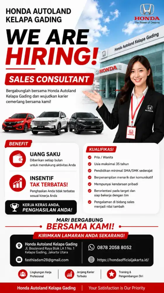 Di Cari Sales Consultants Mobil Honda