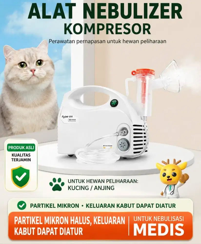 SECOND Nebulizer Hewan Portable Kompresor Kabut Halus untuk Kucing