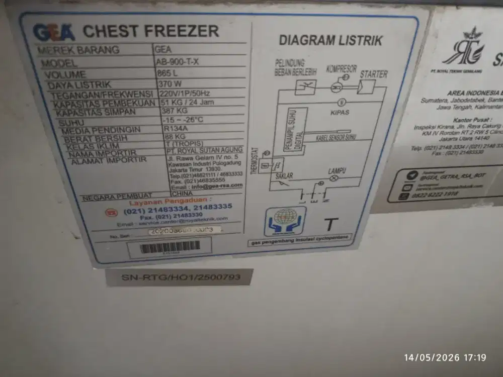 FREEZER GEA 1000 liter & 800 liter