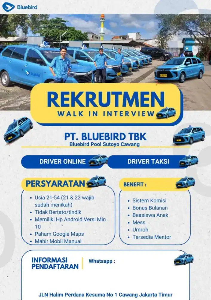 lowongan driver taxi bluebird