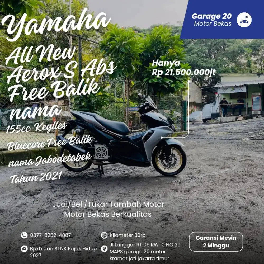 Yamaha All New Aerox S Abs Free balik nama Jabodetabek  Tahun 2021