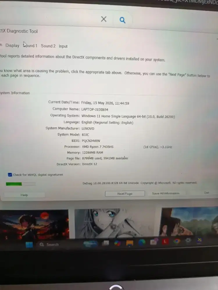 Lenovo LOQ 15Arp9 RTX 4060 Vram 8Gb