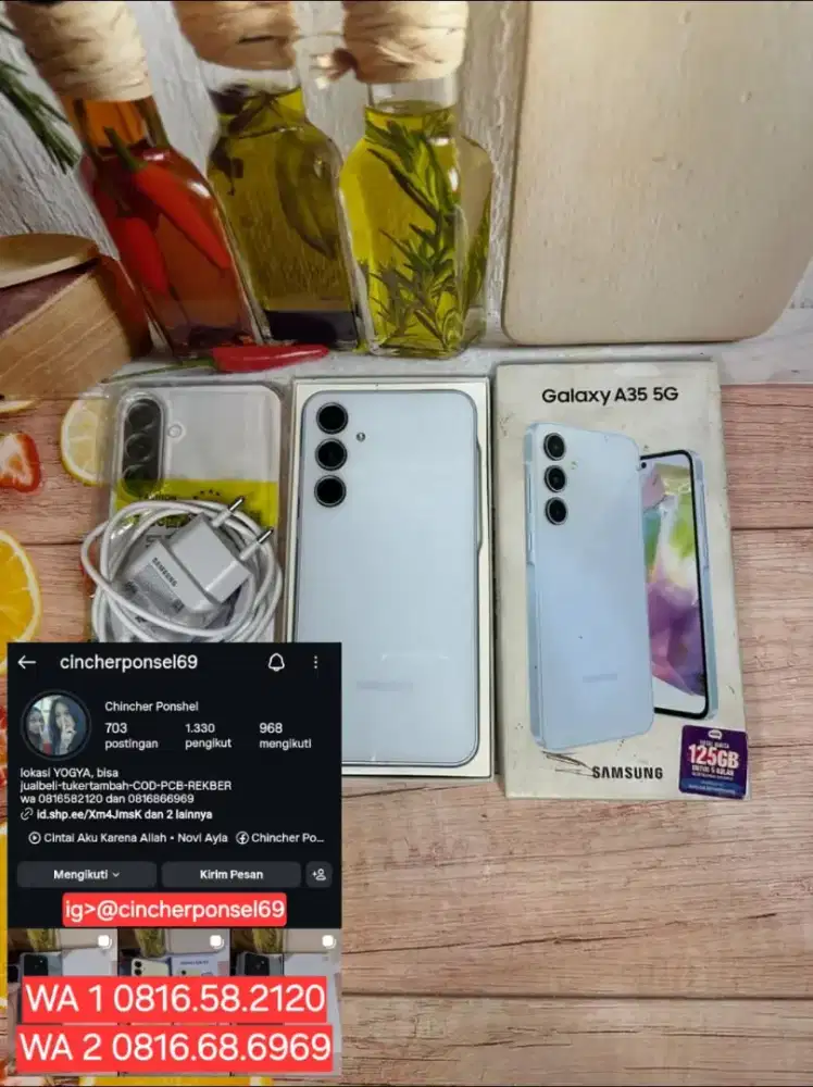 Jual samsung A35 5g 8/256 likenew garansi jan 2026 free ADAPTOR