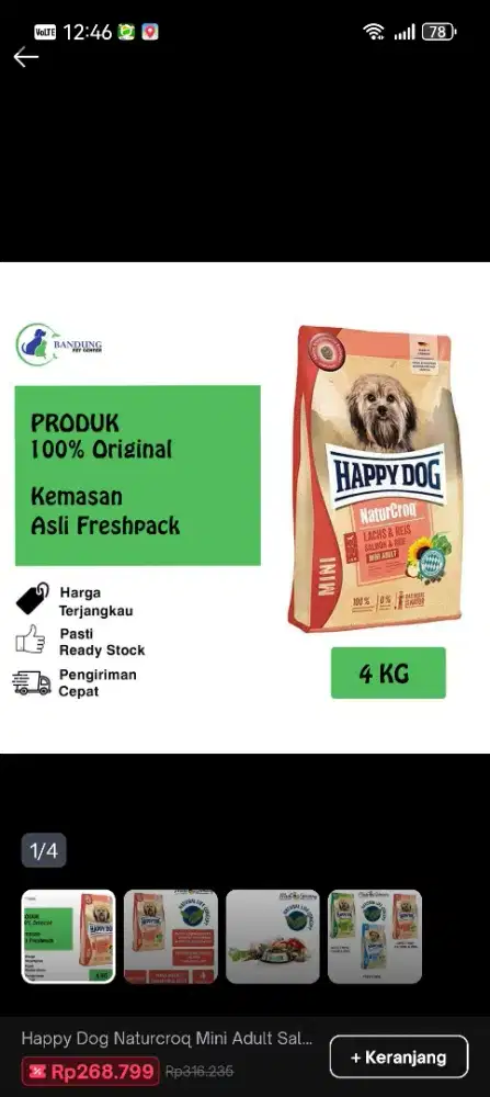 Happy dog naturcroq mini adult salmon 4kg