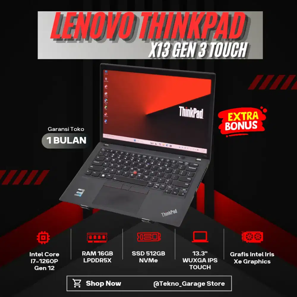 LENOVO THINKPAD X13 GEN 3 CORE I7-1260P RAM 16GB SSD 512GB 13.3in TOUC