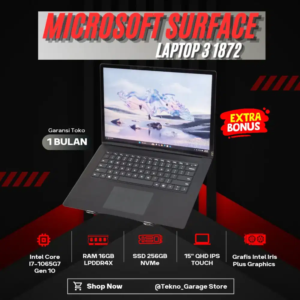 MICROSOFT SURFACE LAPTOP 3 1872 CORE I7-1065G7 RAM 16GB SSD 256GB