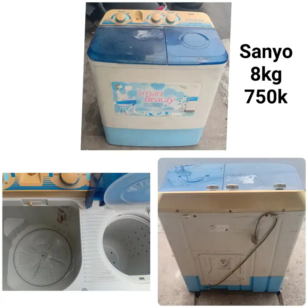 Mesin cuci sanyo 8kg bekas bergaransi
