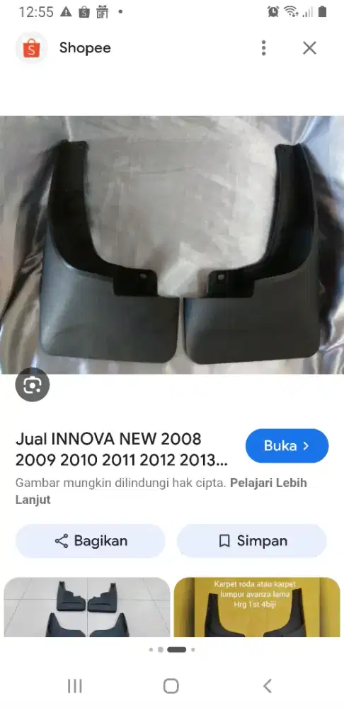 Mudguard (spakbor belakang) innova 2012 ORIGINAL 2 pcs