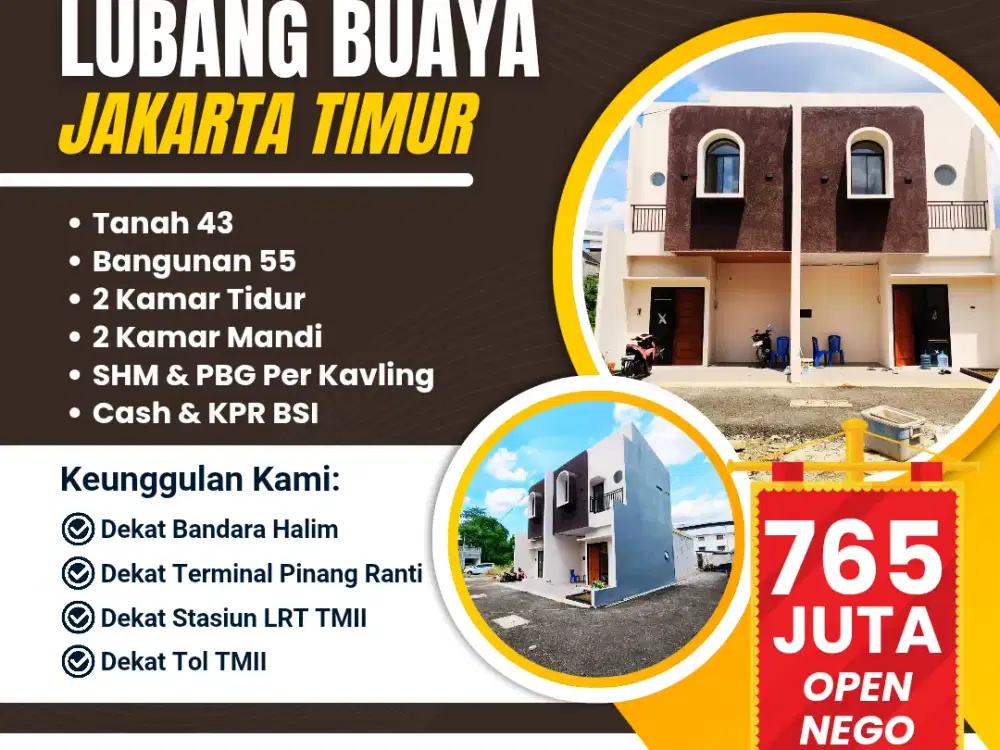 Dijual Rumah Modern Minimalis Lubang Buaya Jakarta Timur