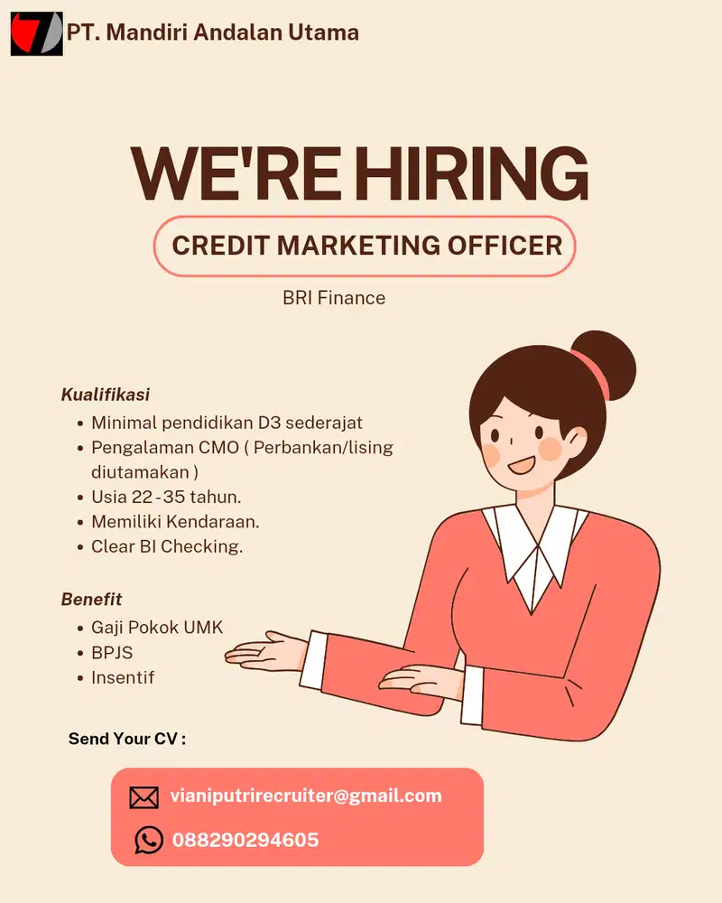 WE'RE HIRING - CREDIT MARKETING OFFICER BANK BUMN