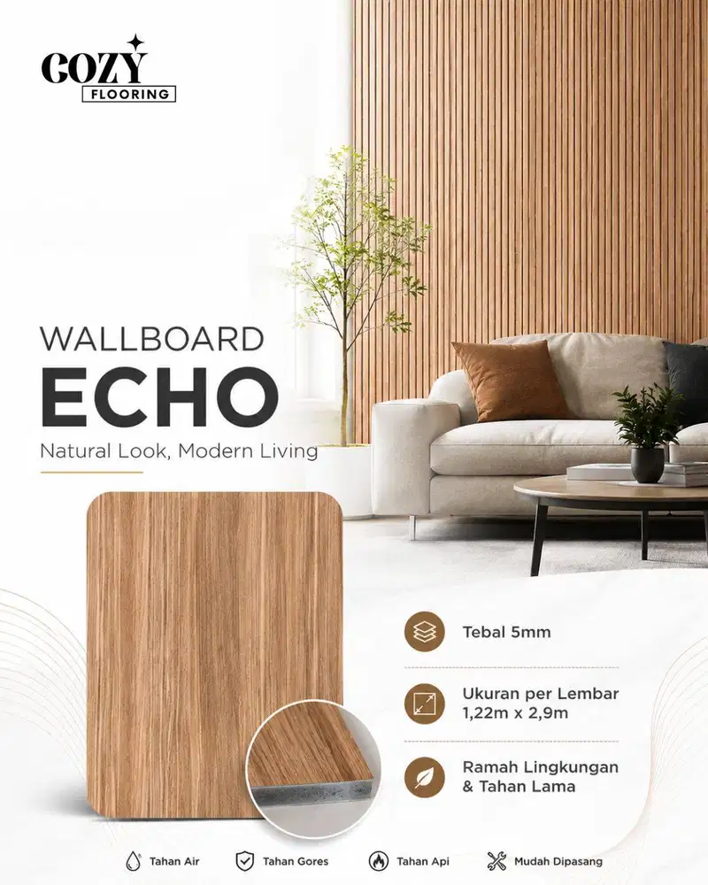 ECHO Wallboard tebal 5mm / Wallboard Bamboo Charcoal Lembaran