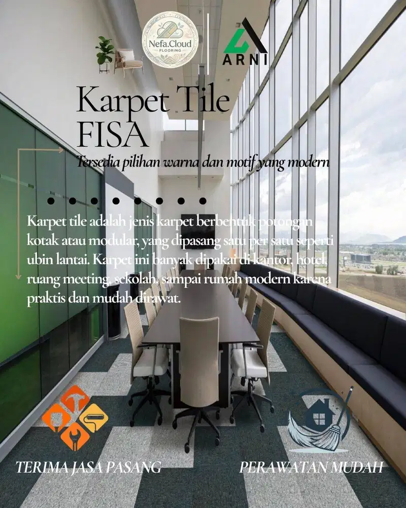 Karpet Tile Fisa 3 Plain I Karpet Office Dengan Ukuran 50cm X 50cm