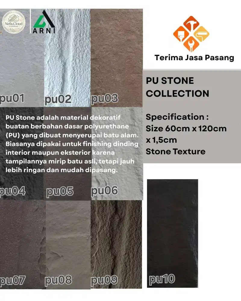 PU Stone Motto | Hiasan Dinding Motif Batu Alam | Cocok Indoor Outdoor