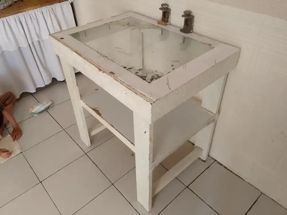 Meja sablon kayu asli siap pakai