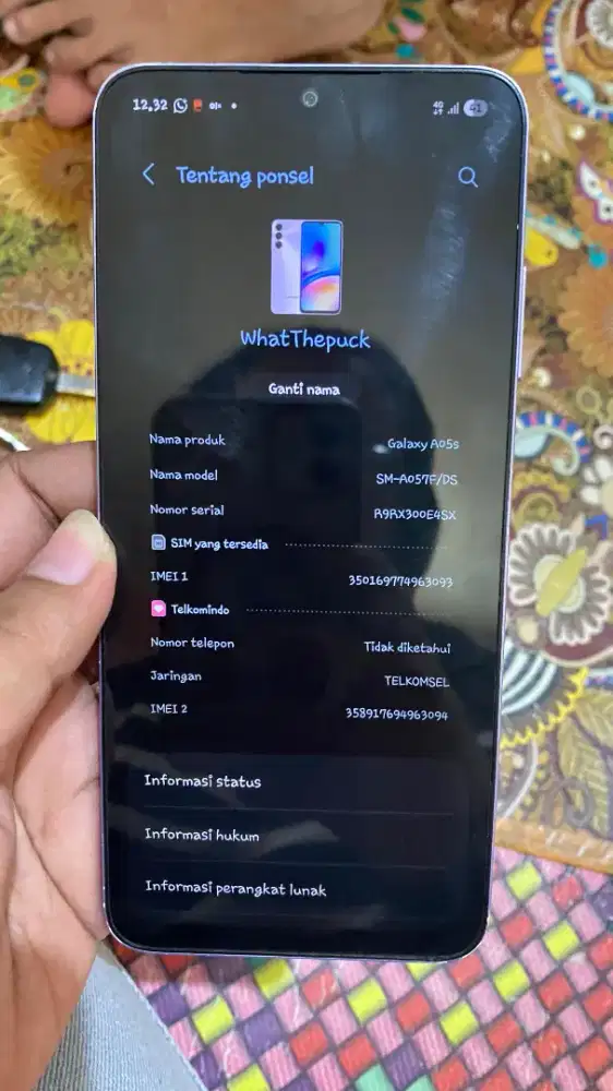 Samsung Ao5s lecet bekas pemakaian