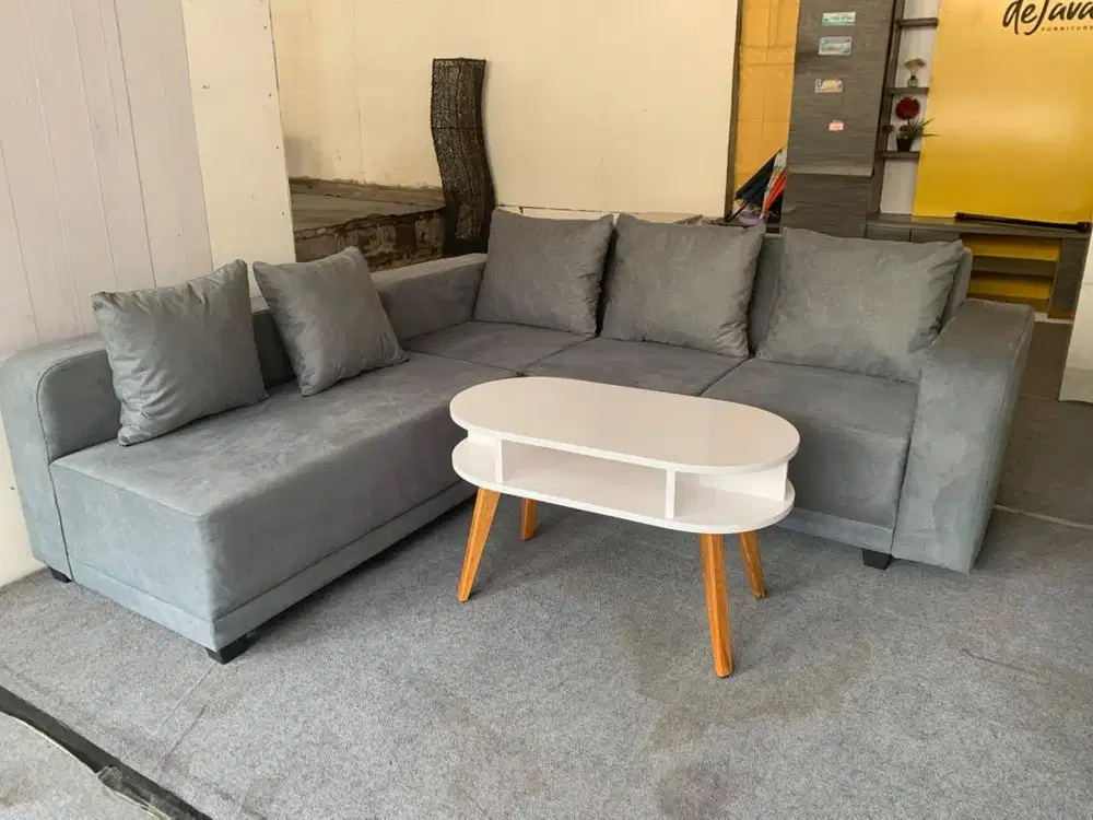 Ready sofa tamu L murah