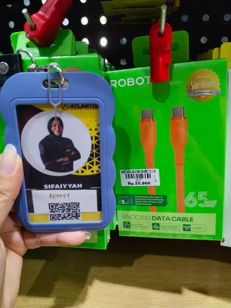 ROBOT DATA CABLE RNCC100 65W C TO C 1M | ATLANTIS DAHSYAT