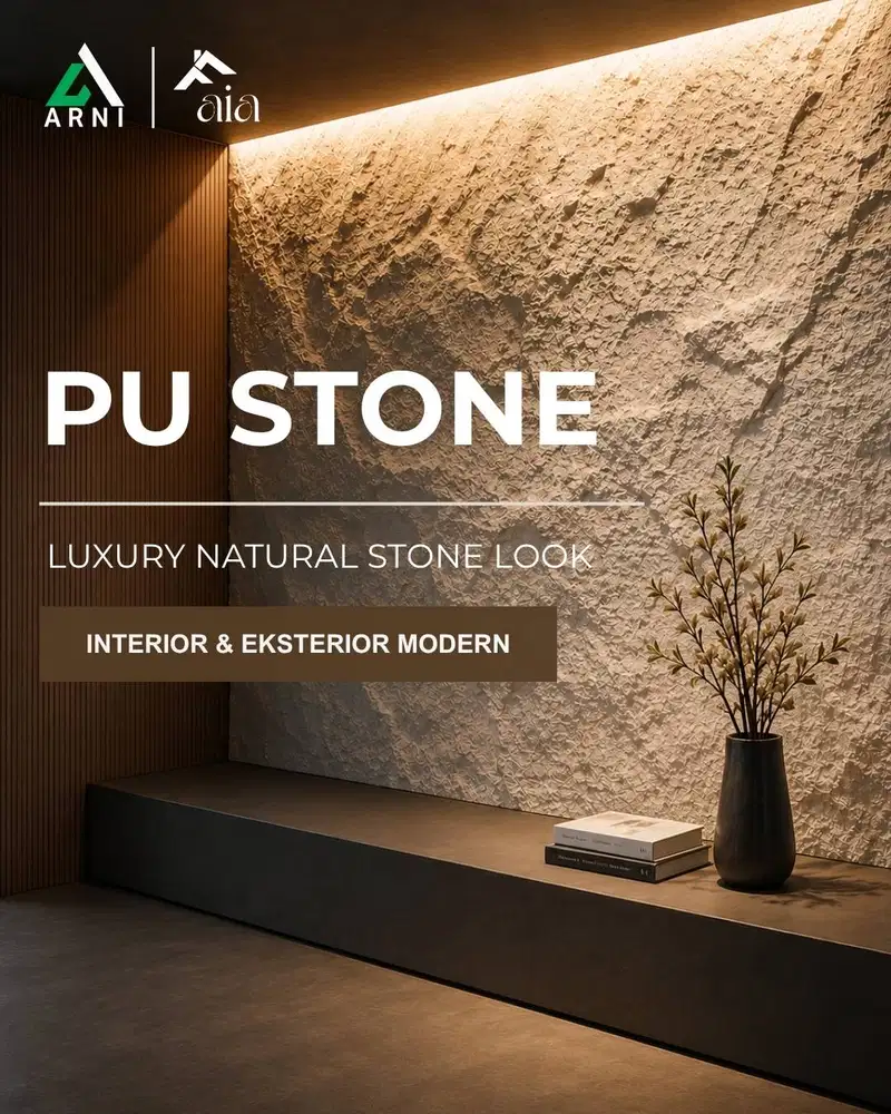 PU Stone Panel Batu 60x120 cm Tebal 3 cm | Wall Panel Dinding Premium