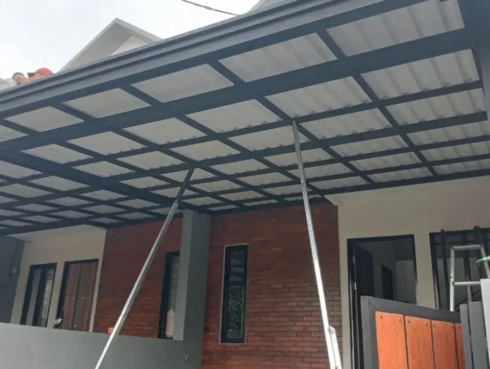 kanopi alderon double layer kombinasi talang air list profil