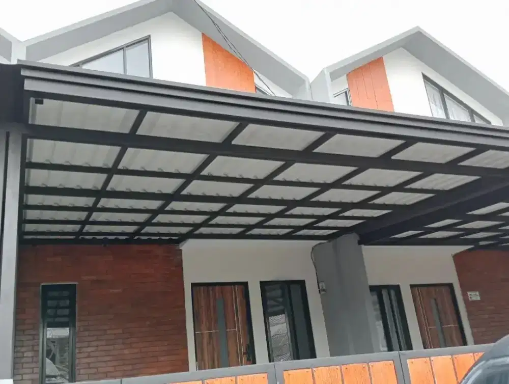 kanopi alderon double layer kombinasi talang air list profil